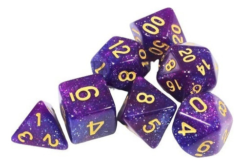 Dados Nebula Glitter Roxo Com Azul C/n° Dourado Cor Roxo/azul