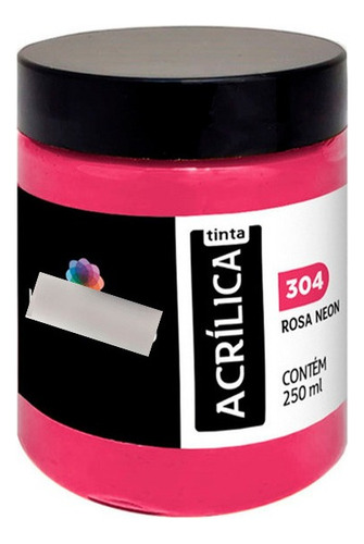 Tinta Acrílica Para Tela Cores Neon Daiara 250 Ml Cor Rosa Neon 304