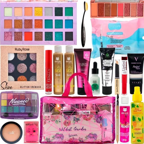 KIT COMPLETO DE MAQUIAGEM CASEIRA (12 PRODUTOS) 