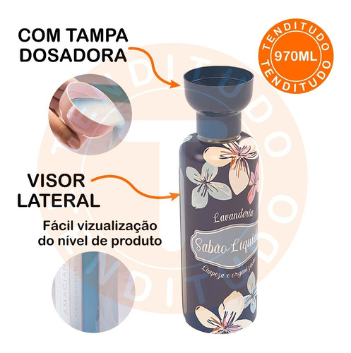 Imagem 3 de 9 de Kit 3 Peças Porta Sabão Amaciante Alvejante Tampa Dosador
