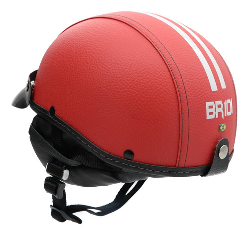 Capacete Coquinho Scooter Moto Elétrica Bike Couro Vermelho