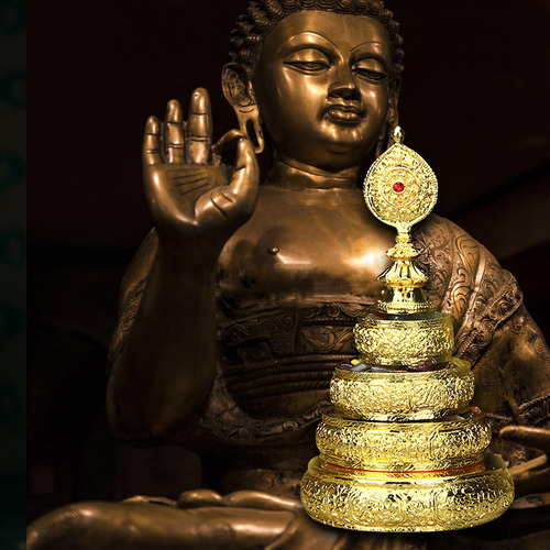 Mandala Que Ofrece Estatua De Aleación De Cobre Dorado