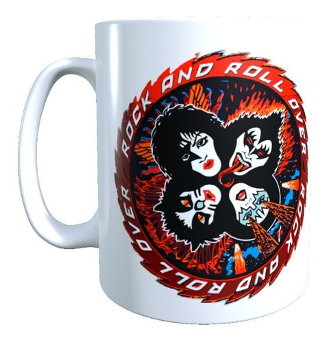 Taza - Tazón Kiss, Regalo Rockero, Rock And Roll Over