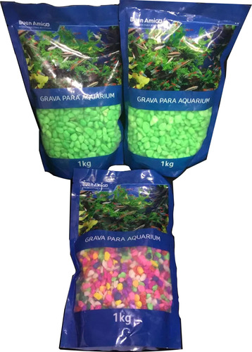 Grava Para Acuarios 1kg Piedras De  Decoración Con Colores