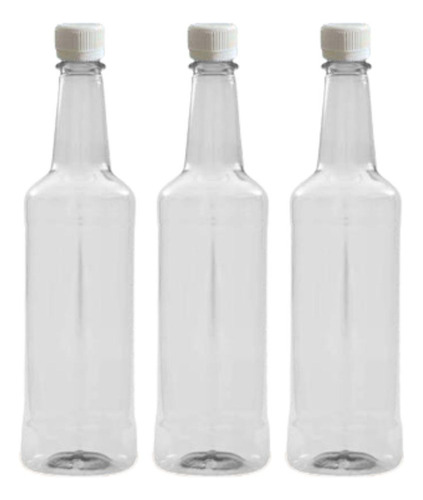 Botella Pet Licorera Y Jarabes 1 Lt Con Tapa Seg, 30 Pzs Blanco