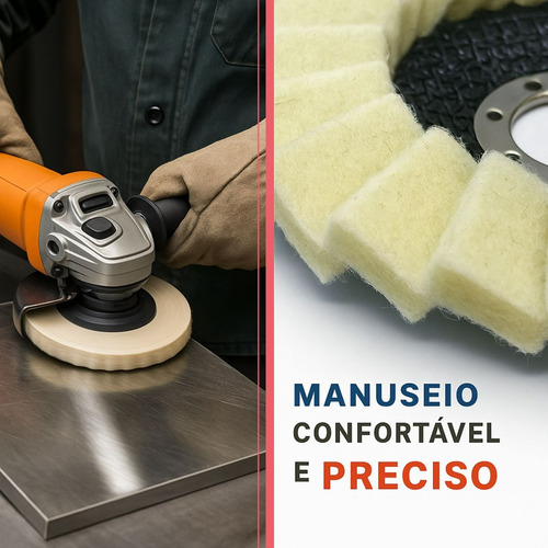 Par Disco Flap Feltro 115x22mm Polimento Espelhado Aço Inox