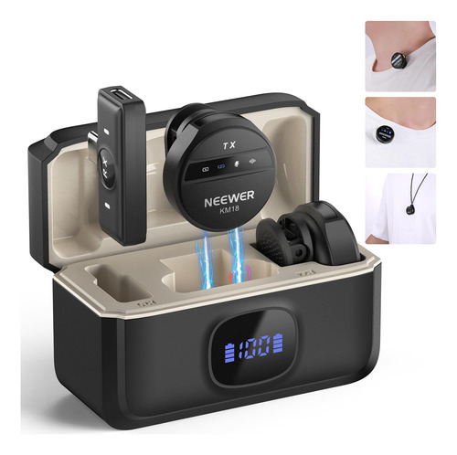 Micrófono Lavalier Inalámbrico Neewer Km18 Usb-c Con Funda 2