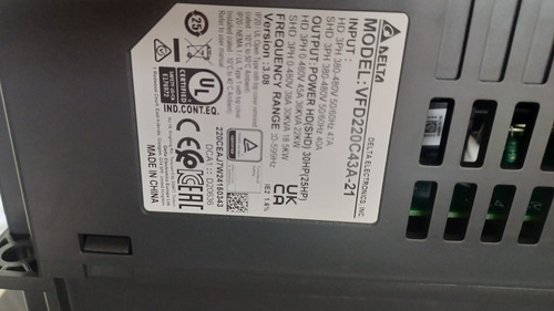 Vfd220c43a-21 Delta Variador De Frecuencia