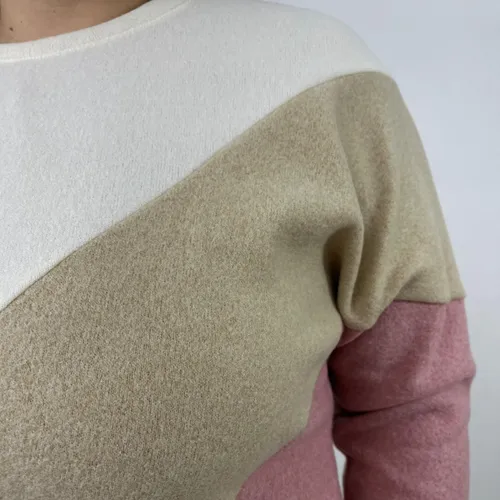 Sweater Combinado De Lanilla Dama