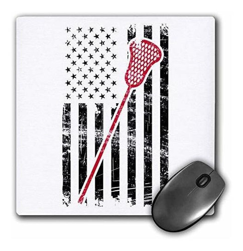 Pad Mouse - Mouse Pad Patriotic Lacrosse Stick With Us Flag 