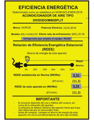 Minisplit Aurus 2 Toneladas 220v Frio Calor Aru-h24a2/of