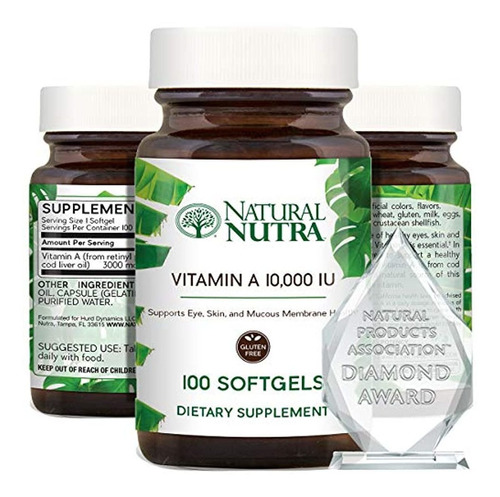 Natural Nutra Vitamina A 10.000 Ui, Retinol Palmitate Suplem