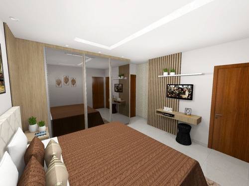 Projeto 3d Quarto E Cozinha Com Sala Integrada