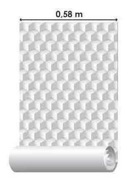 Imagem 3 de 4 de Papel De Parede Adesivo 3d Cubos Cinza 223036177 0,58x2,50m