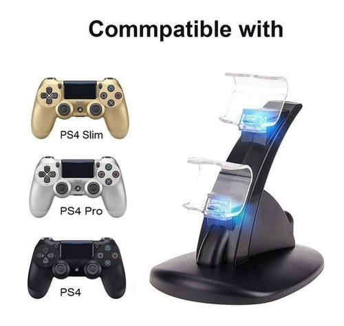 Base Soporte Cargador Led Para Controles Ps4 Hb-p4002b