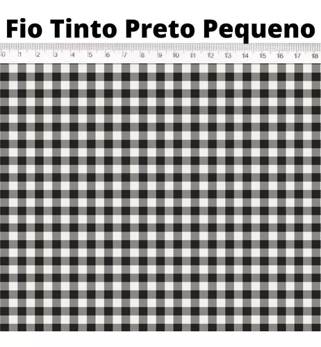 Tecido Fio Tinto Xadrez Vichy 1,0cm Preto - Fernando Maluhy - Tricochetando