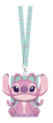 Monogram Lanyard Disney Lilo And Stitch Angel Sitting Deluxe Color Rosa