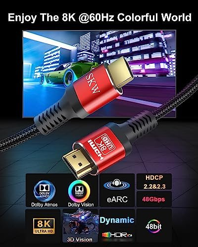Skw Cables Hdmi 21 25 Pies, 48 ??gbps 8k Y 4k Cable De Con