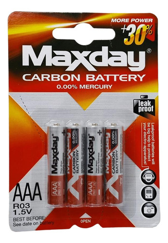 X4 Pilas Aaa 1.5v Baterías Carbón Blíster Ro3 Cilíndricas