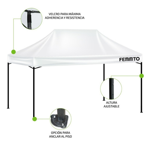 Gazebo 3x4,50 Metros Autoarmable Plegable Reforzado Exterior Color Blanco