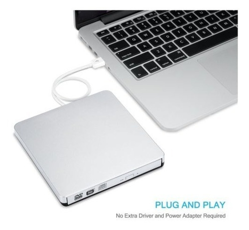 Imagen 3 de 5 de Universal Externo Usb Dvd Rw Cd Escritor Quemador Lector Rep