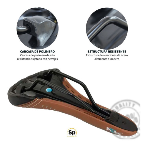Imagen 3 de 7 de Asiento Ergonómico Para Bicicleta Vzr Cafe/negro