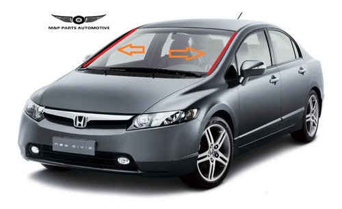 Imagem 2 de 2 de Par De Moldura Borracha Ja Moldado P/brisa New Civic