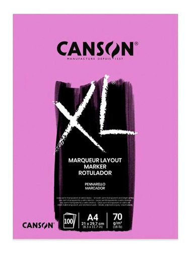 Canson Xl - Pad Marker, A4 21 X 29,7 Cm, 100 Hojas, 70 Gr/m2