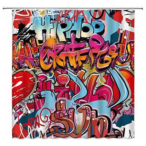 Colorido Graffiti Cortina De Ducha Creativo Hip Hop Stre