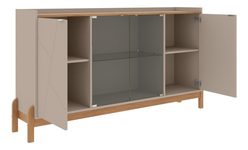 Balcao Buffet 50528 Porta De Vidro 168cm Off White Cedro Dca