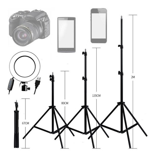 Imagem 3 de 8 de Kit Youtuber 15x1 Tripé 2,10m Lapela Microfone Mesa Celular