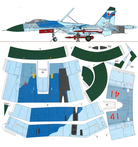 Sukhoi Su-27 (b) Escala 1:33 - Papercraft (x Mail)