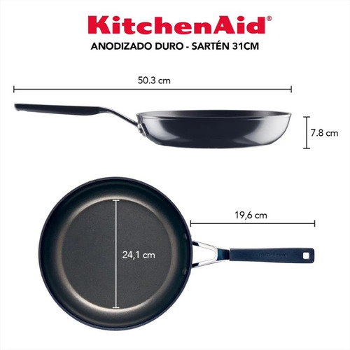 Sarten Antiadherente Kitchenaid 84802 31cm Anodizada Negra