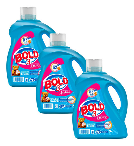 3 Pack Bold 3 Detergente Liquido Ropa 4.23 Lt