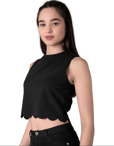 Blusa Top Corto Crop Moda Corte Ondulado Playa Ombliguera Sh