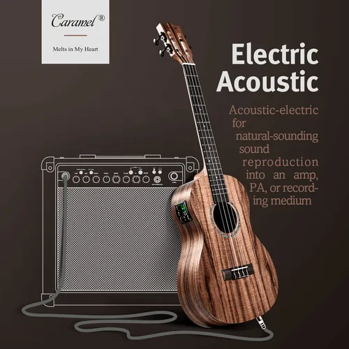 Caramel Cb207 Acacia Baritono - Ukelele Electrico Acustico C