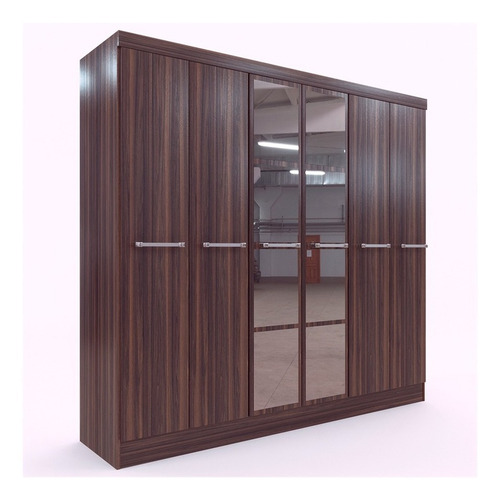 Imagen 1 de 10 de Placard Ropero 6 Puertas Con Espejo 2.20 Mts Melamina Dl350