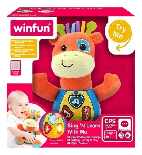 Peluche Didactico Bebe Jirafa Musical Con Luz Sonido Winfun