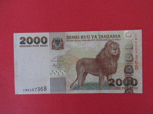 Billete Africa Tanzania 2.000 Shilingi Unc De Coleccion