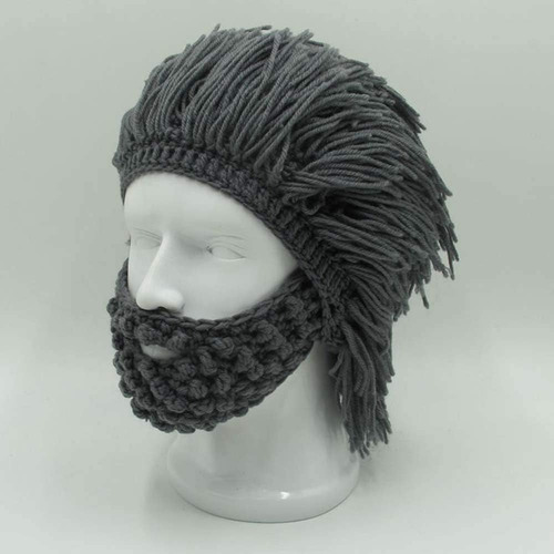 Gorro Tejido A Mano De Invierno Con Diseno De Barba