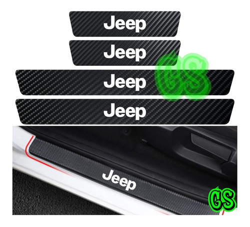 Sticker Adhesivo Cubre Zocalo Jeep Fibra Carbono Protector