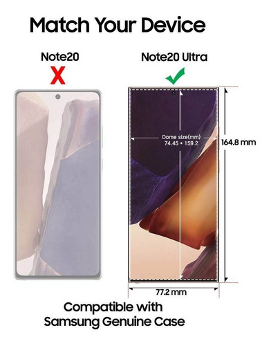 Imagen 2 de 8 de Vidrio Templado Samsung Note 20 Ultra Whitestone Dome Glass