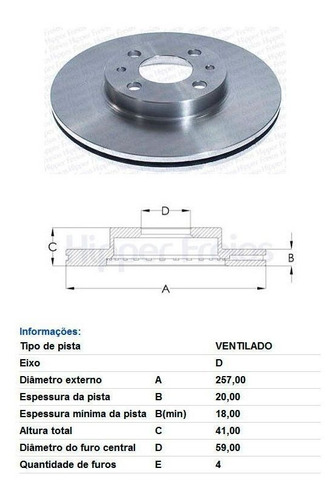 Par Disco Freio Dianteiro Palio Weekend 1.6 16v 1996 97 98