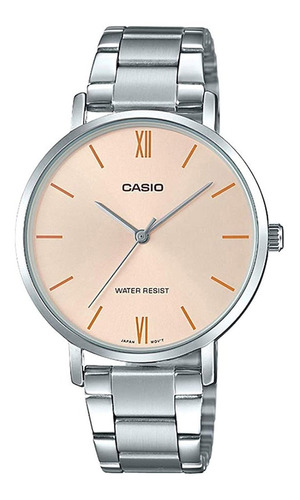 Reloj Pulsera Casio Acero Inoxidable Esfera Color Crema Febo