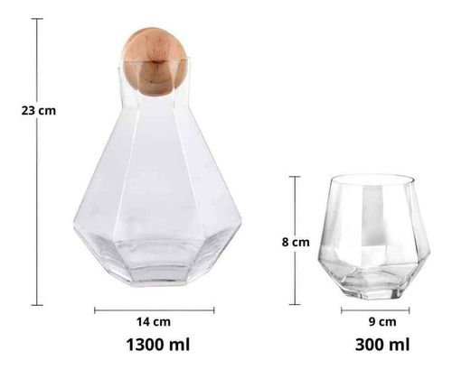 Set Jarra 1300ml Y4 Vasos 300ml Mod Diamante Versatil Licor