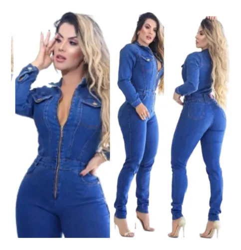 Macacão jeans feminino mercado deals livre