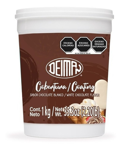 Cobertura P/helados Sabor Chocolate Blanco 1kg, Marca Deiman