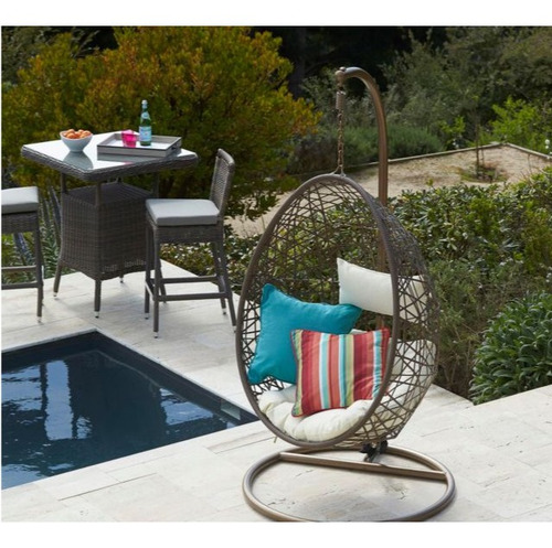 Imagen 3 de 7 de Silla Sillón Colgante De Ratan Para Jardín Terraza