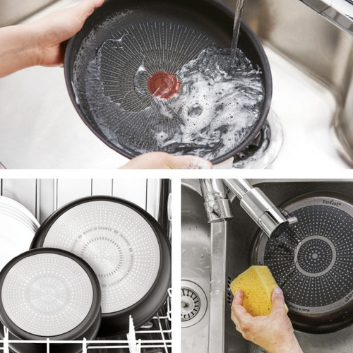 Juego de Sartenes T-Fal Natural On Ingenio 24/28 Cm Mango Removible Comodidad y Facilidad en Cada Uso Cocina Sin Límites L7669353