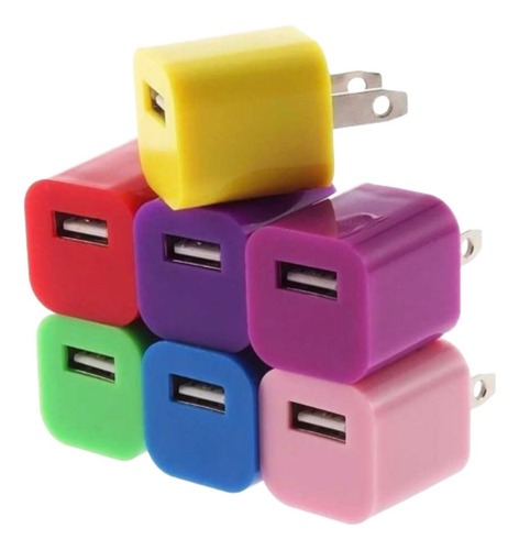 10 Cargador De Pared Portatil 5v 1a Universal Cubo Colores Color Multi